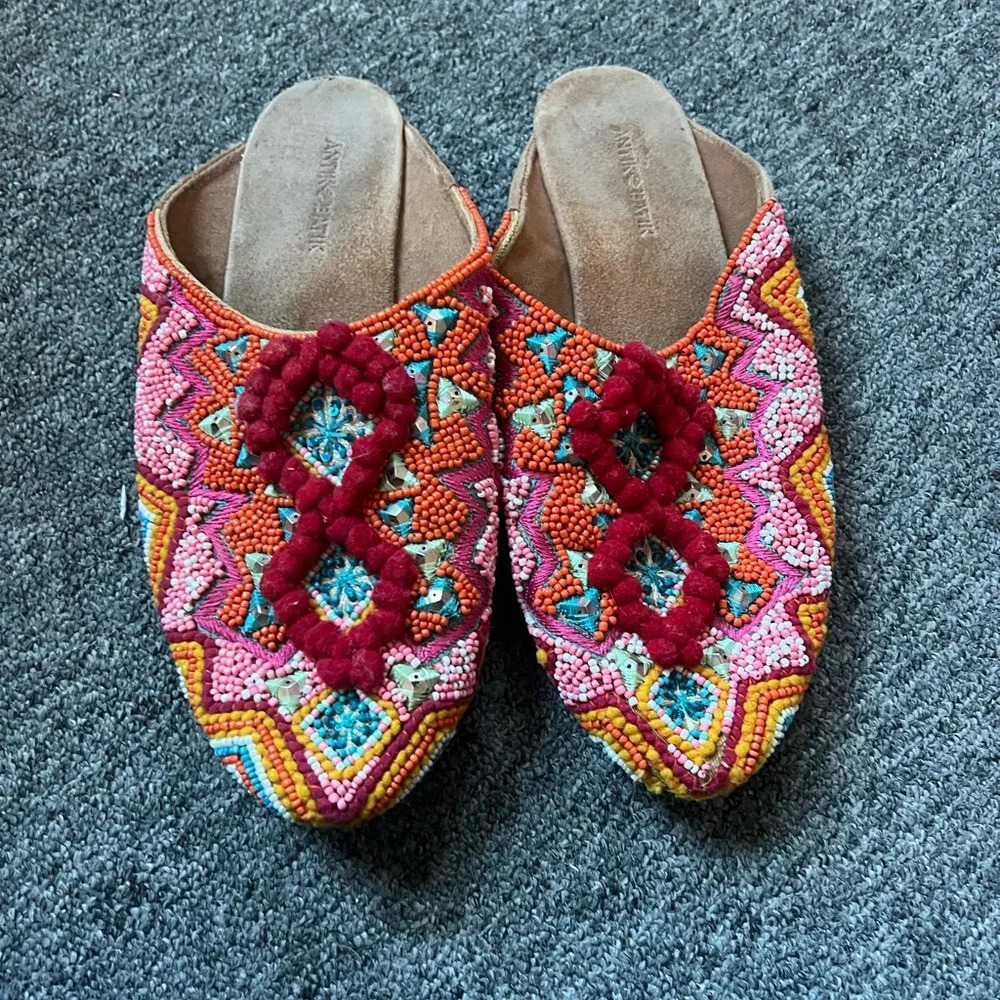 Antik Batik Sunny Baboush Slide Sandals in Red Multi, size 37 - Picture 3 of 7